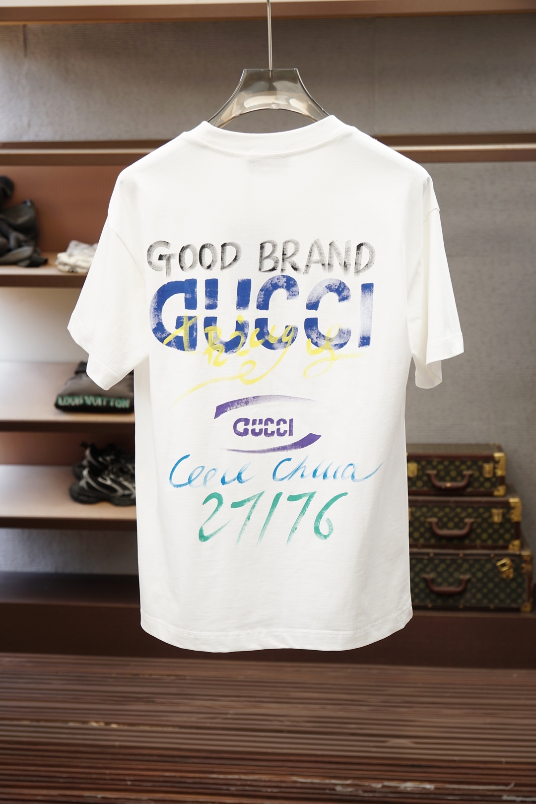 Gucci古奇/🌷👒💥💕😺🌻2026春夏新款圆领T，自带高级质感，胸前Logo彩绘手工立体时尚，简约不单