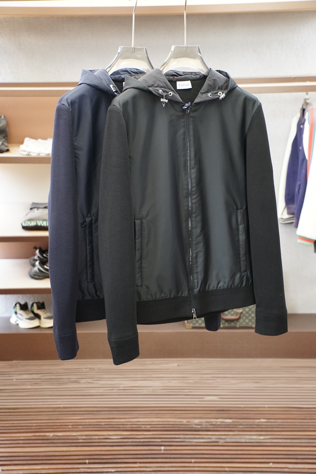 蒙口/Moncler 🌈✨🪐😎26秋冬拼接针织连帽外套 袖子混纺羊毛+尼龙面料，品牌logo 日常休闲穿搭高级耐看   