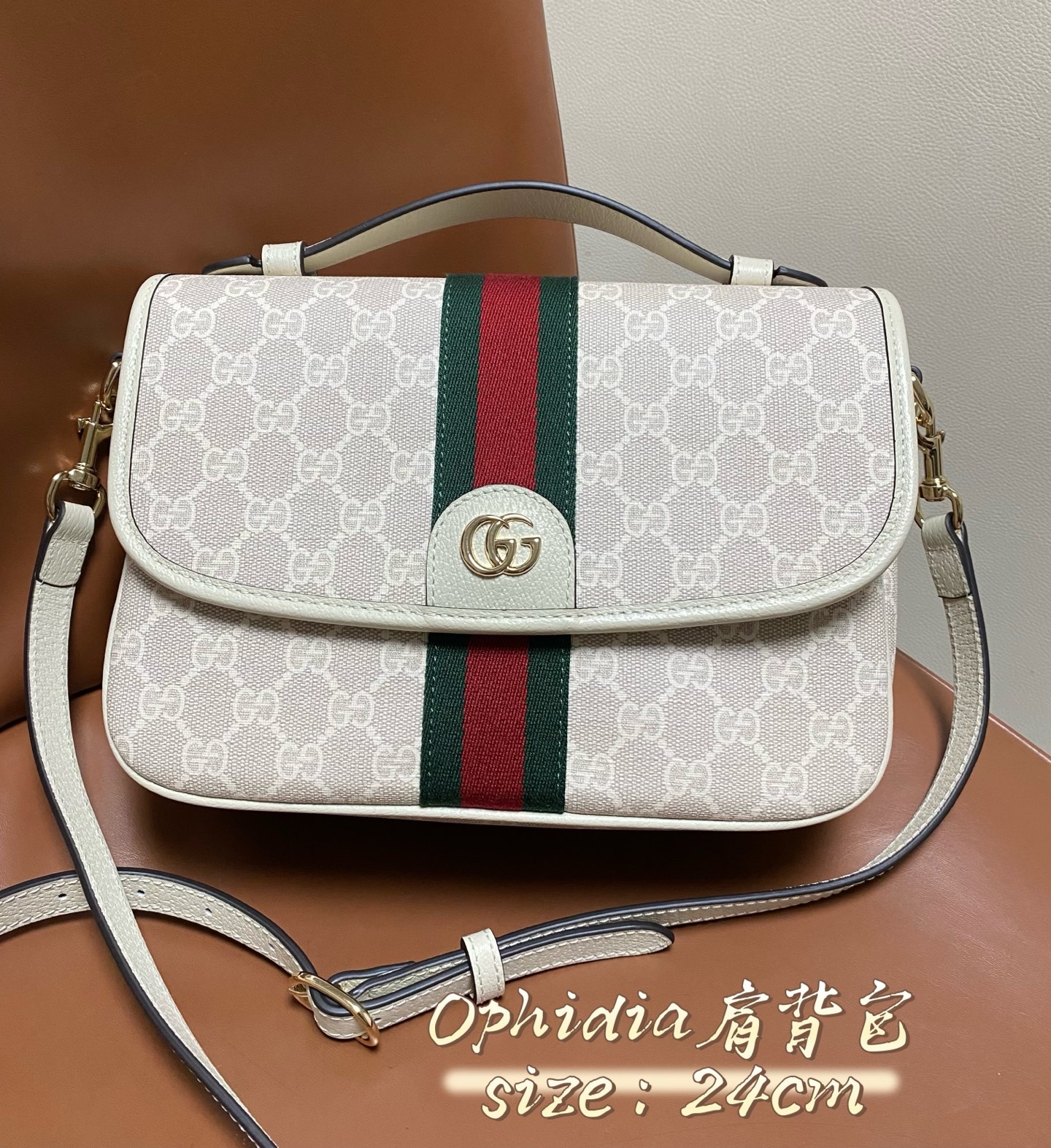 Gucci Ophidia Beige GG Supreme 24cm crossbody everyday