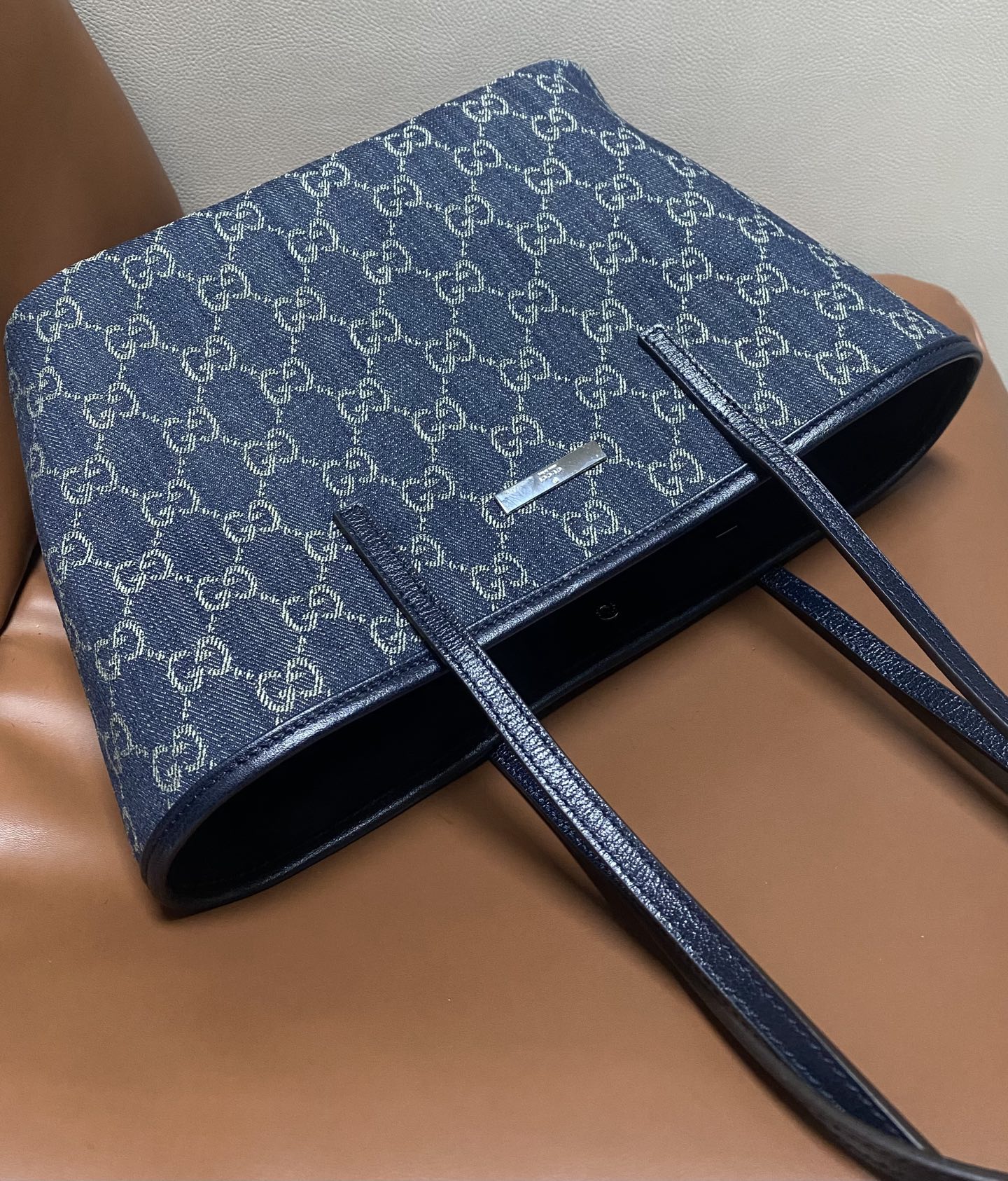 Gucci Tribeca Blue denim GG 25cm tote everyday