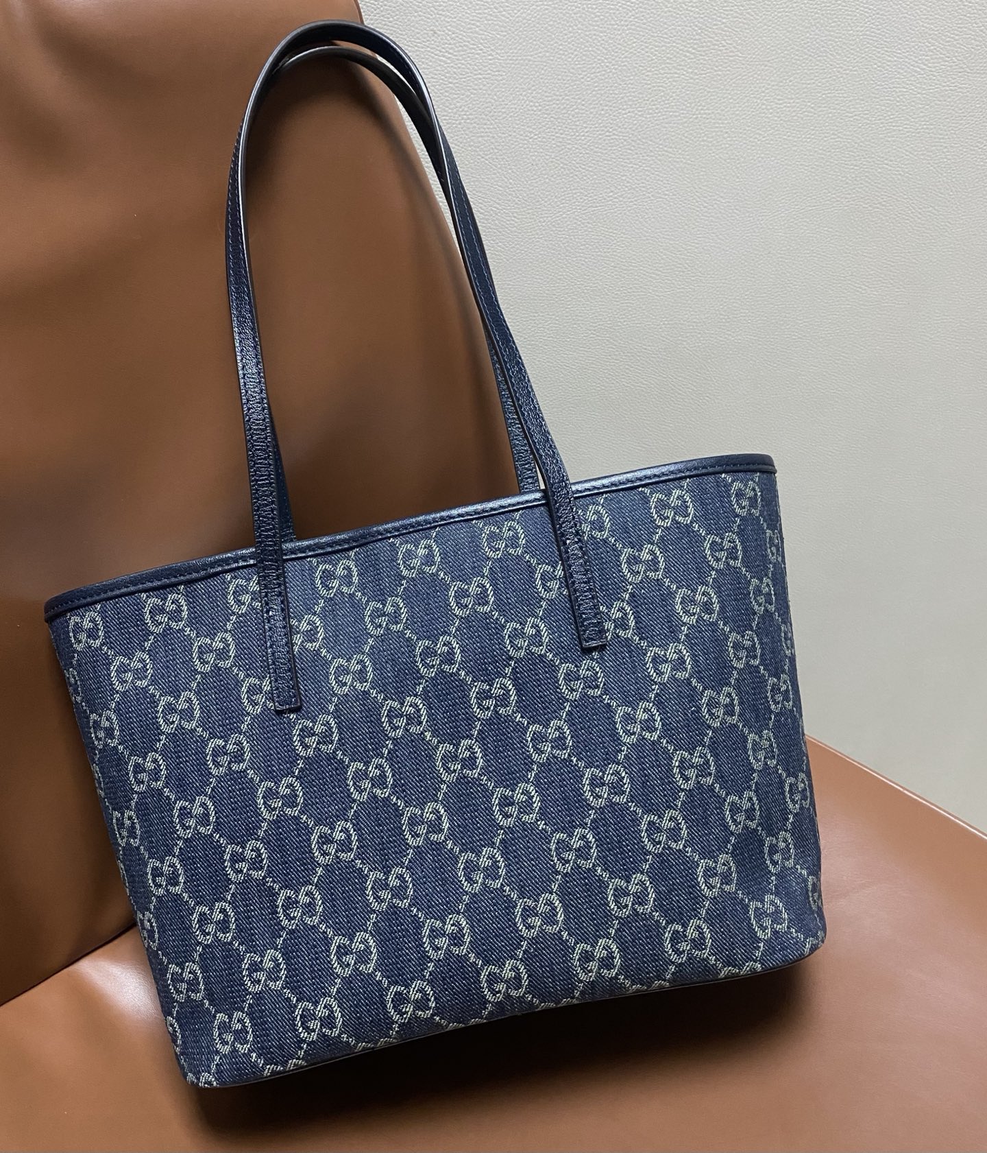 Gucci Tribeca Blue denim GG 25cm tote everyday