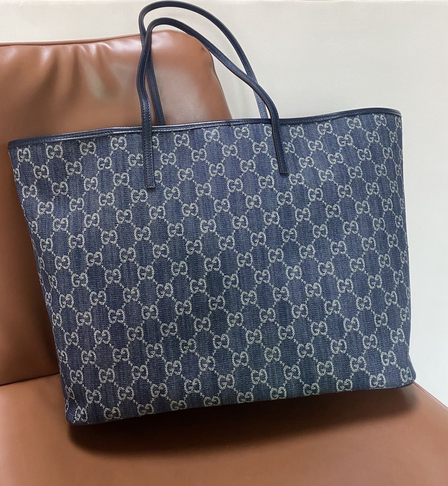 Gucci Tribeca Blue GG denim 38cm tote everyday