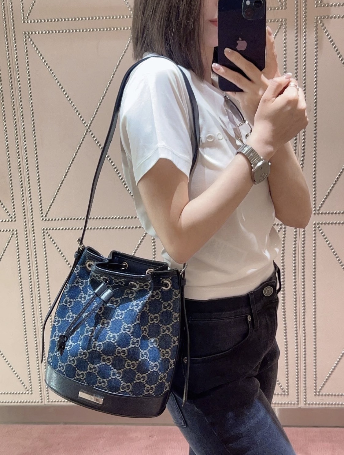 Gucci Blue GG Denim small shoulder everyday