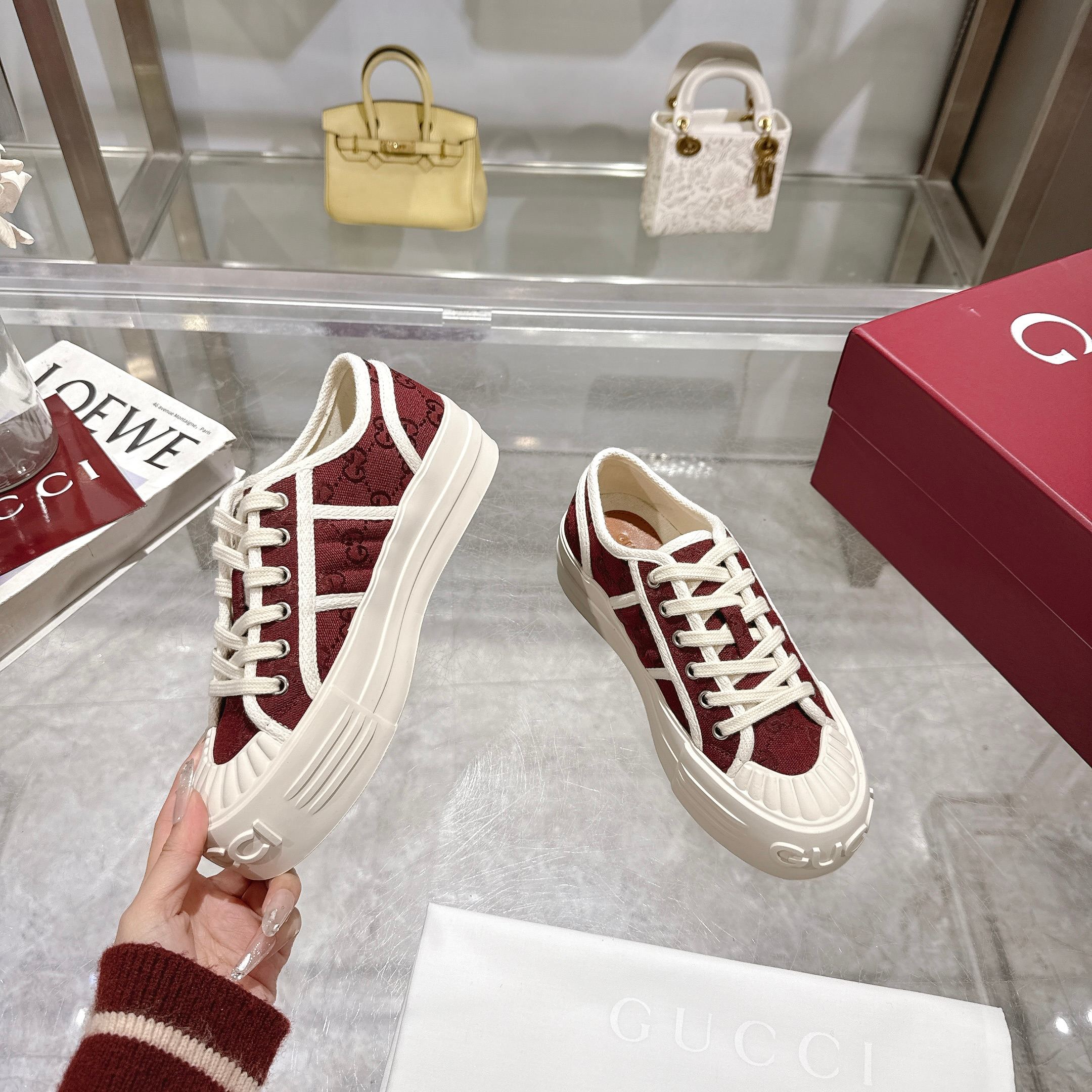 Gucci Women's Burgundy Velvet Platform Sneakers - Unique & Stylish 5 a1743409404930 4453