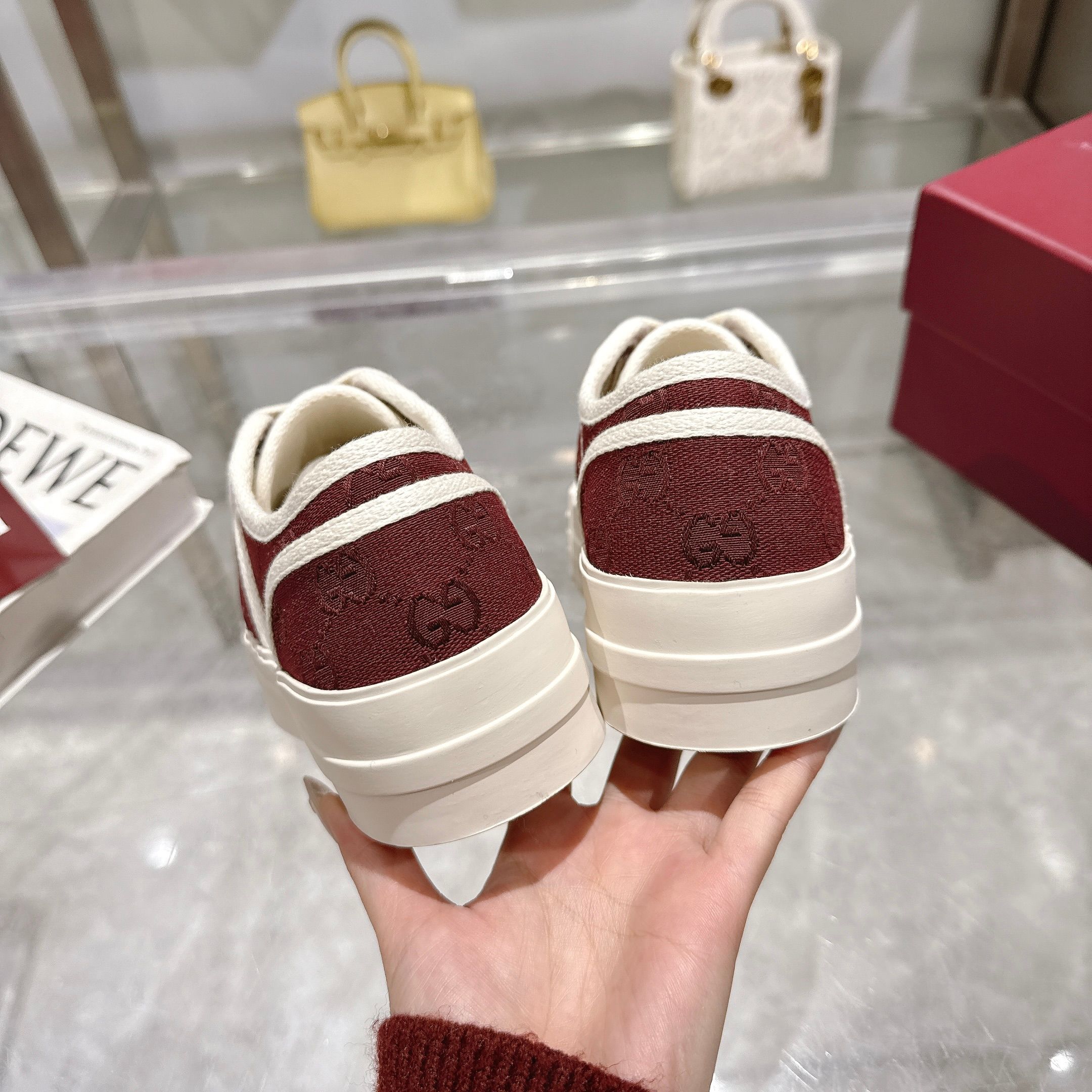 Gucci Women's Burgundy Velvet Platform Sneakers - Unique & Stylish 9 a1743409406499 6087