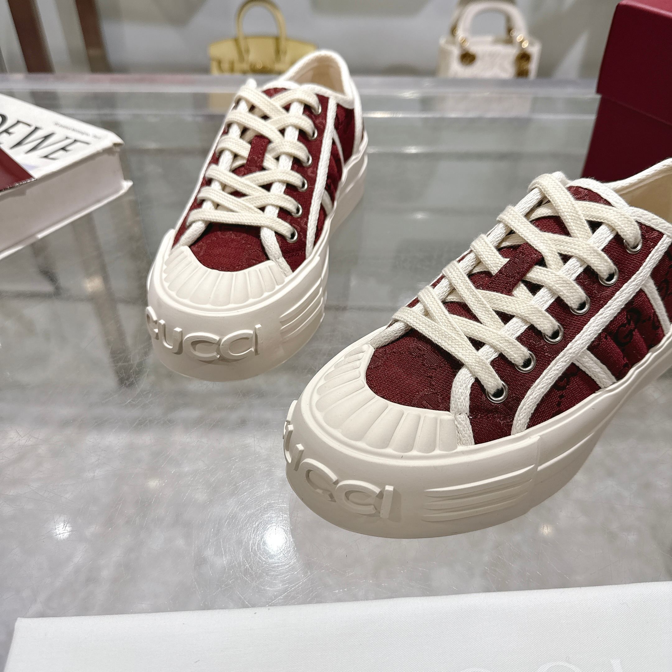 Gucci Women's Burgundy Velvet Platform Sneakers - Unique & Stylish 8 a1743409406555 6740