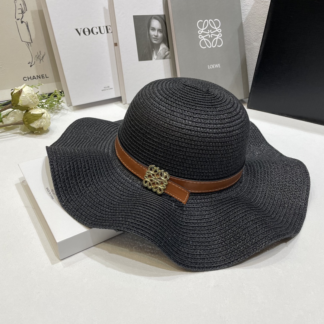 Oferta especial 💛【LOEWE罗意威】 Sombrero de paja tejido de marca nueva 2024, primera opción para el verano en la playa～ Te…