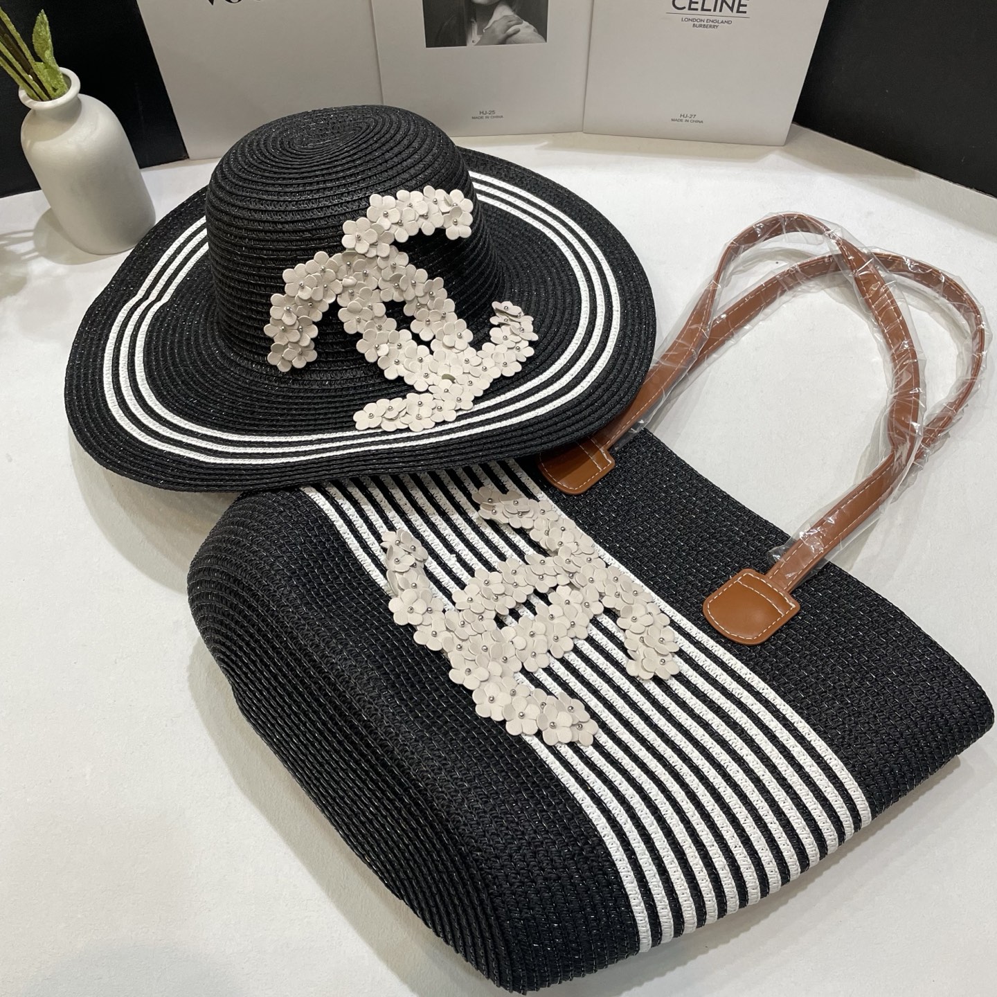 [Chanel Hats]Chanel Chanel straw hat bag set 2025 spring and summer new style