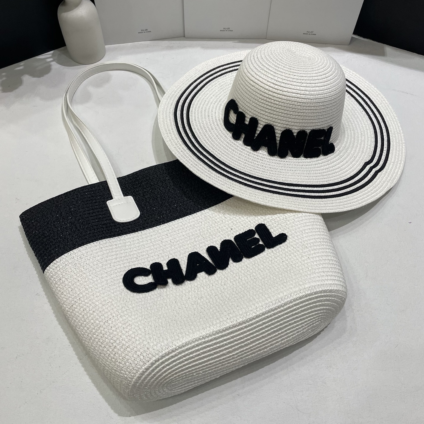 [Chanel Hats]Chanel Chanel hat bag set 2025 new beach hat. Beach bag set