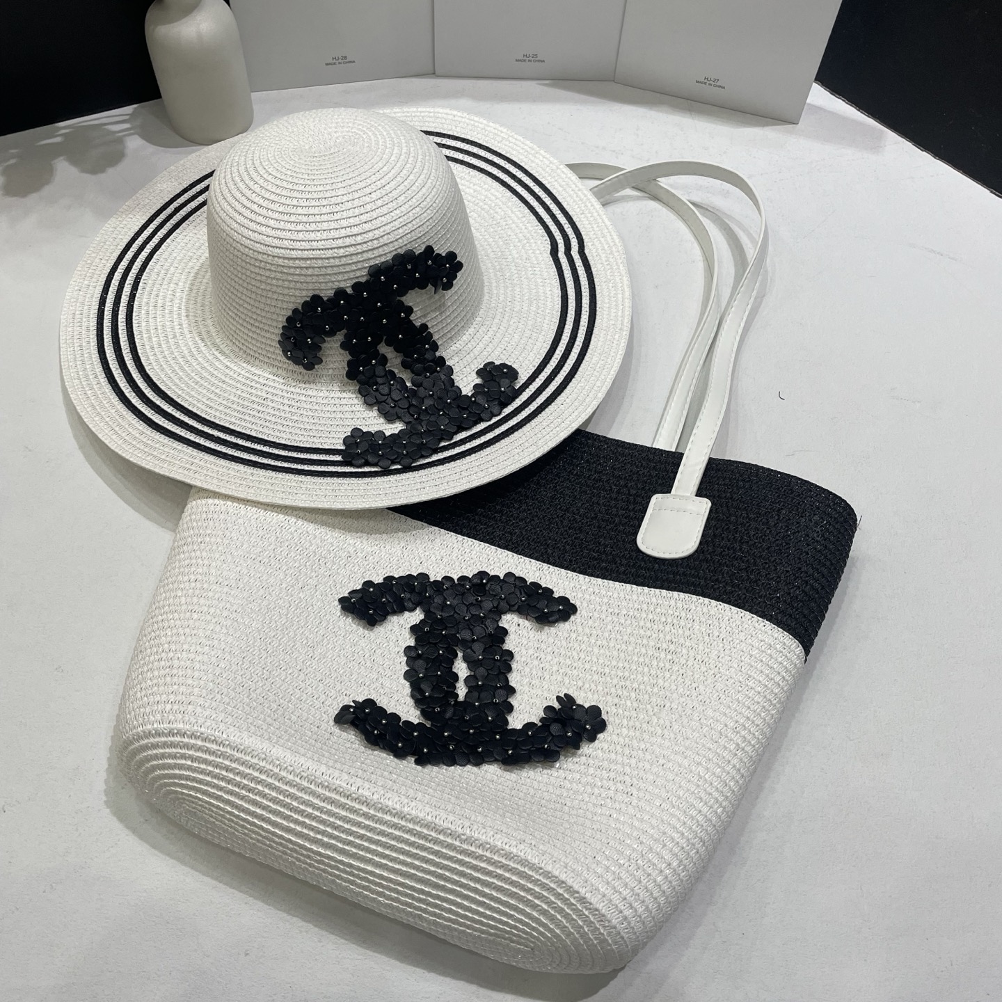 [Chanel Hats]Chanel Chanel straw hat bag set 2025 spring and summer new style