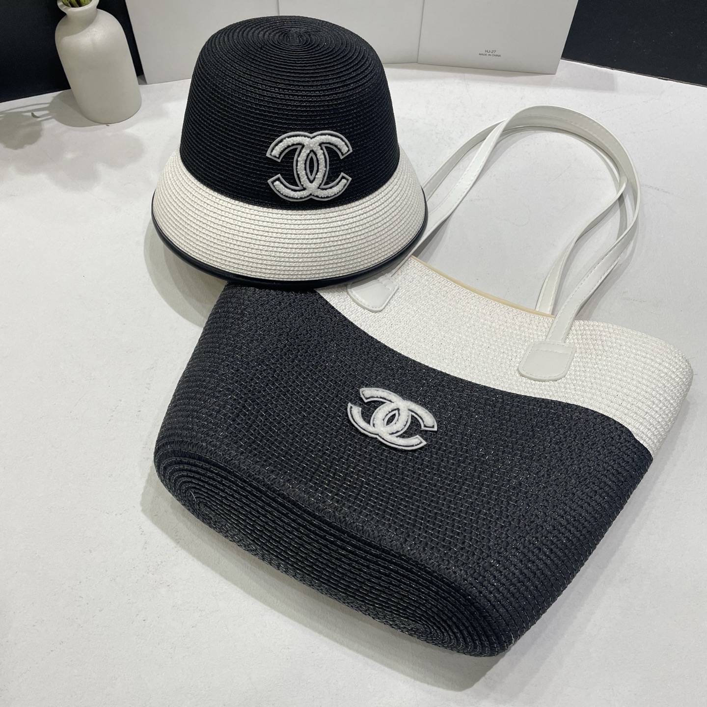 [Chanel Hats]Chanel Chanel straw hat bag set 2025 spring and summer new style