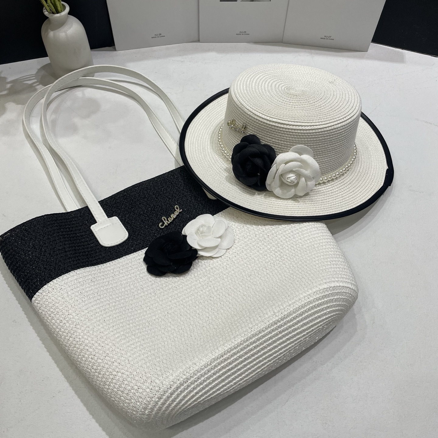 [Chanel Hats]Chanel Chanel hat bag set 2025 new beach hat. Beach bag set