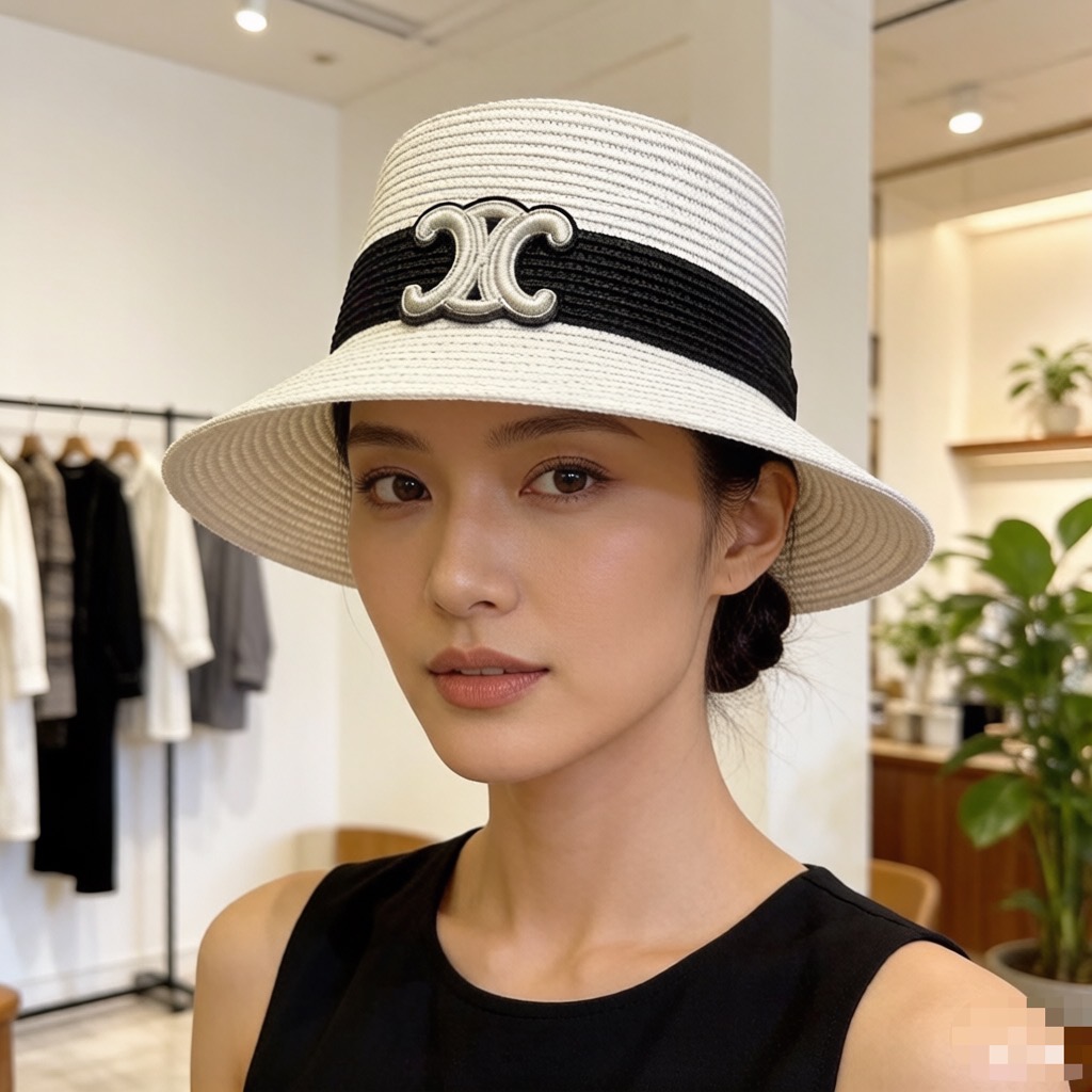 Celine 新款拼色草帽