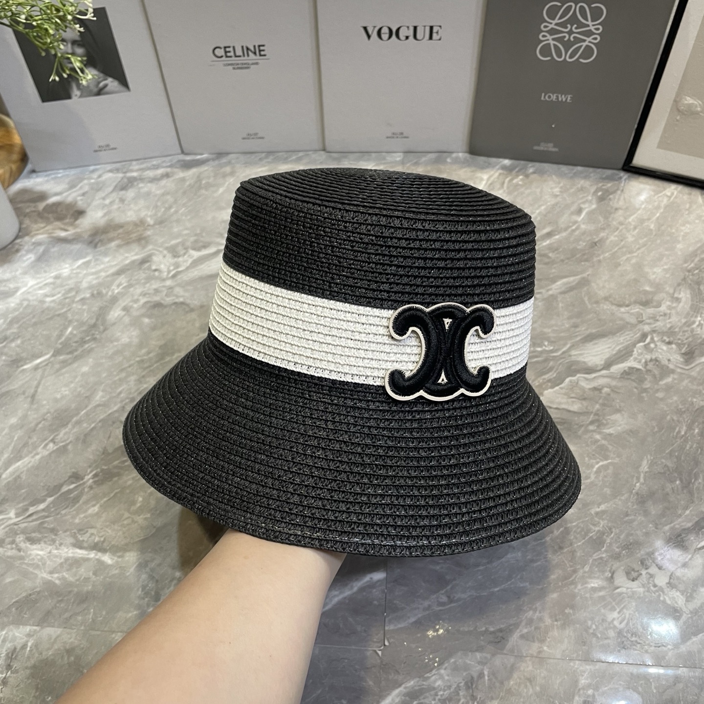 Celine 新款拼色草帽