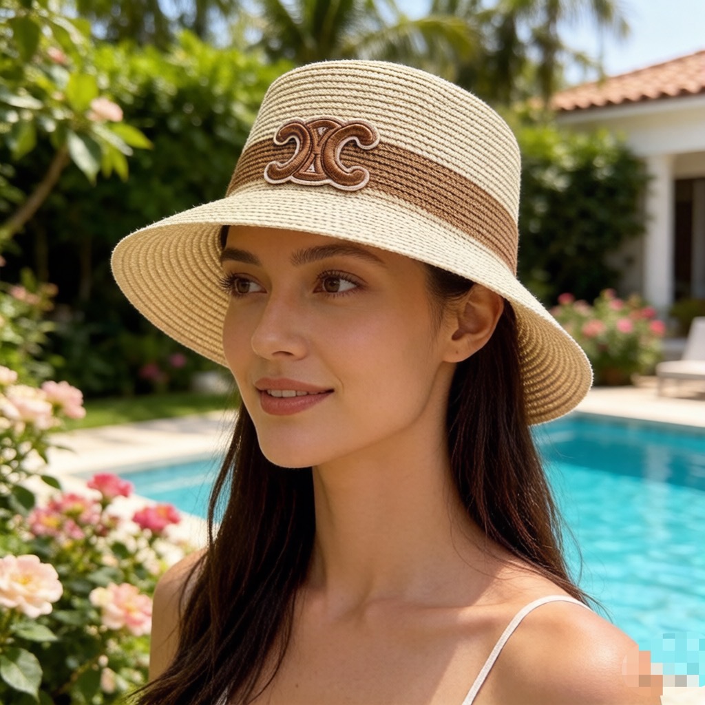 Celine 新款拼色草帽