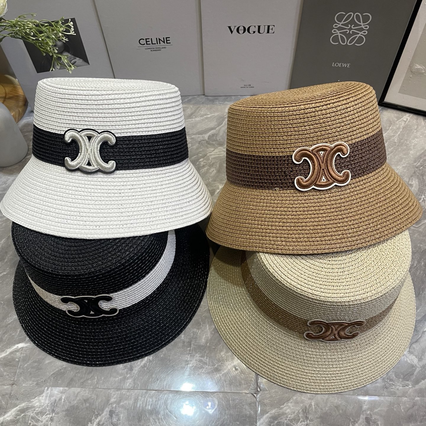 Celine 新款拼色草帽