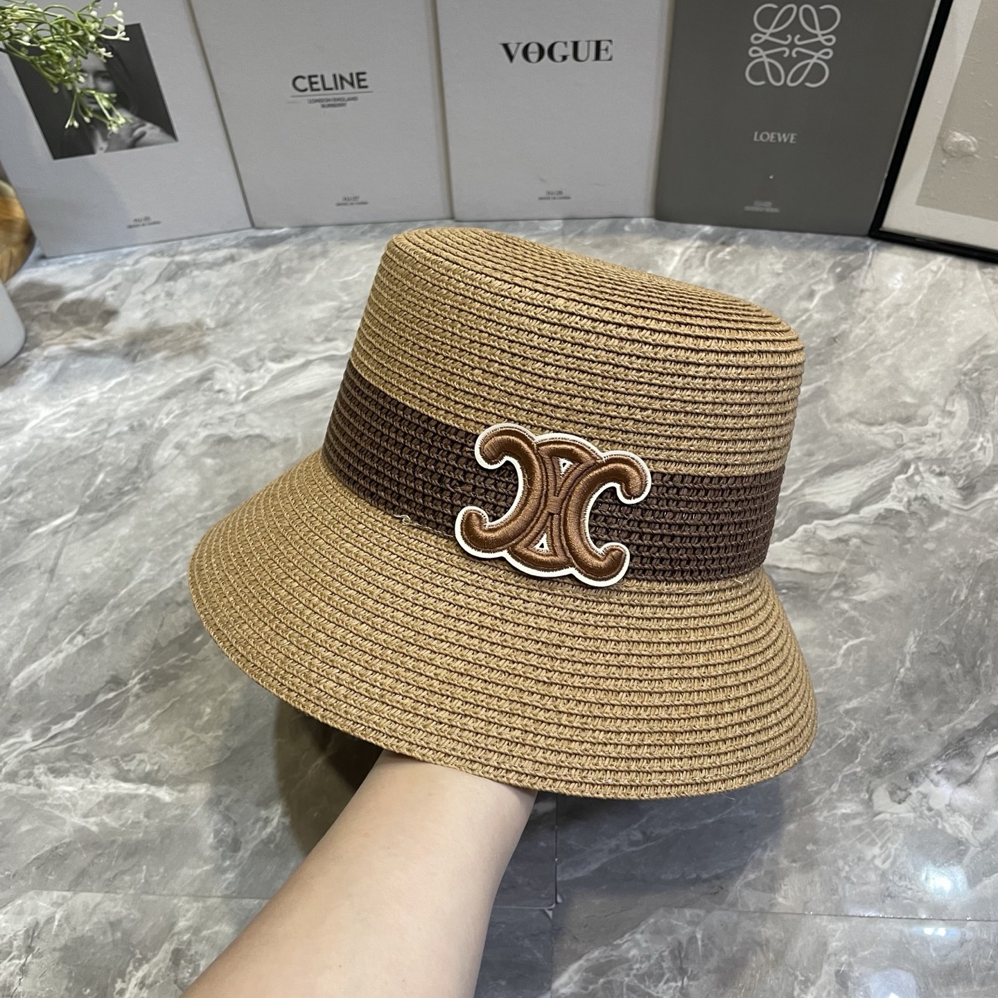 Celine 新款拼色草帽