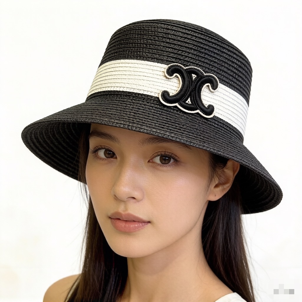 Celine 新款拼色草帽