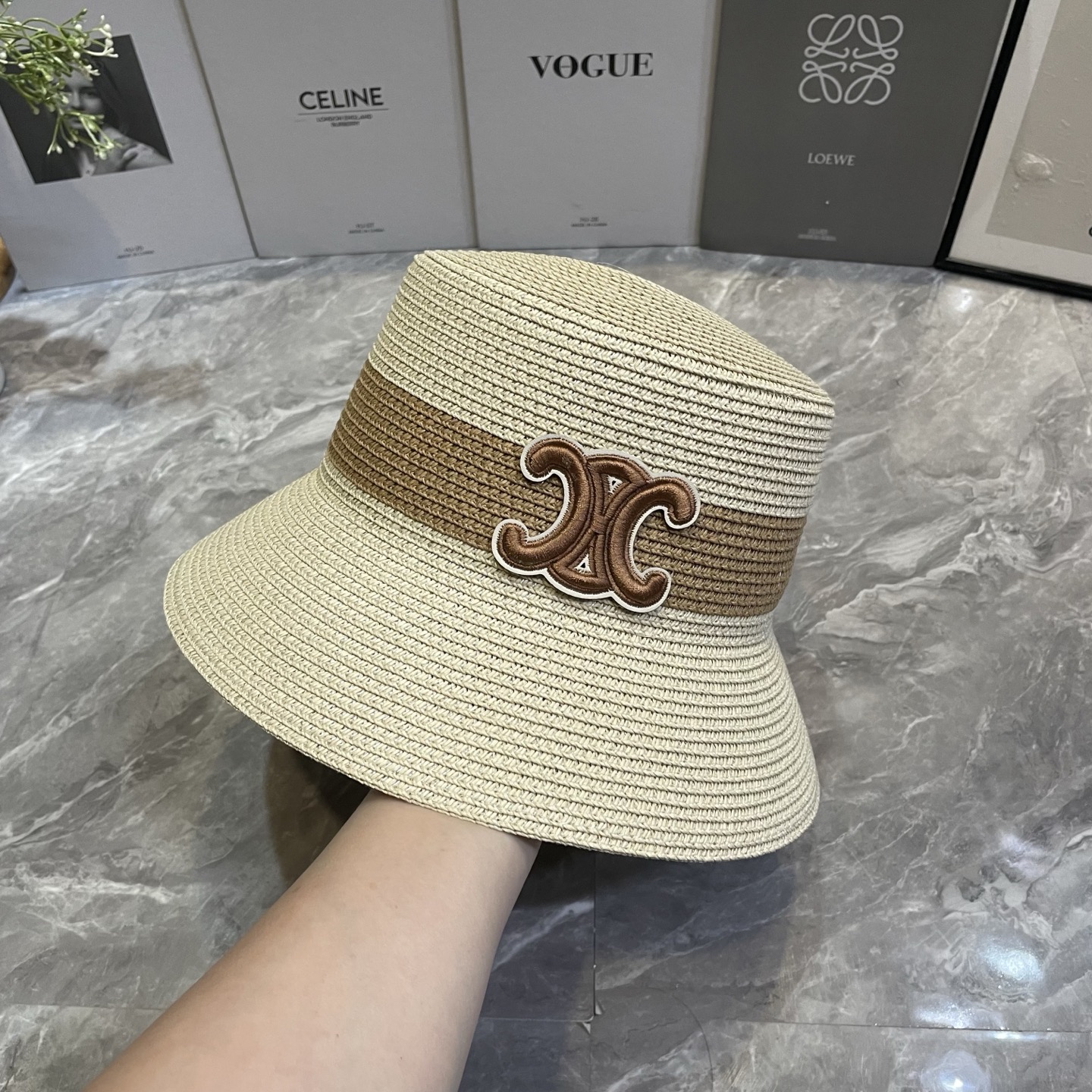 Celine 新款拼色草帽