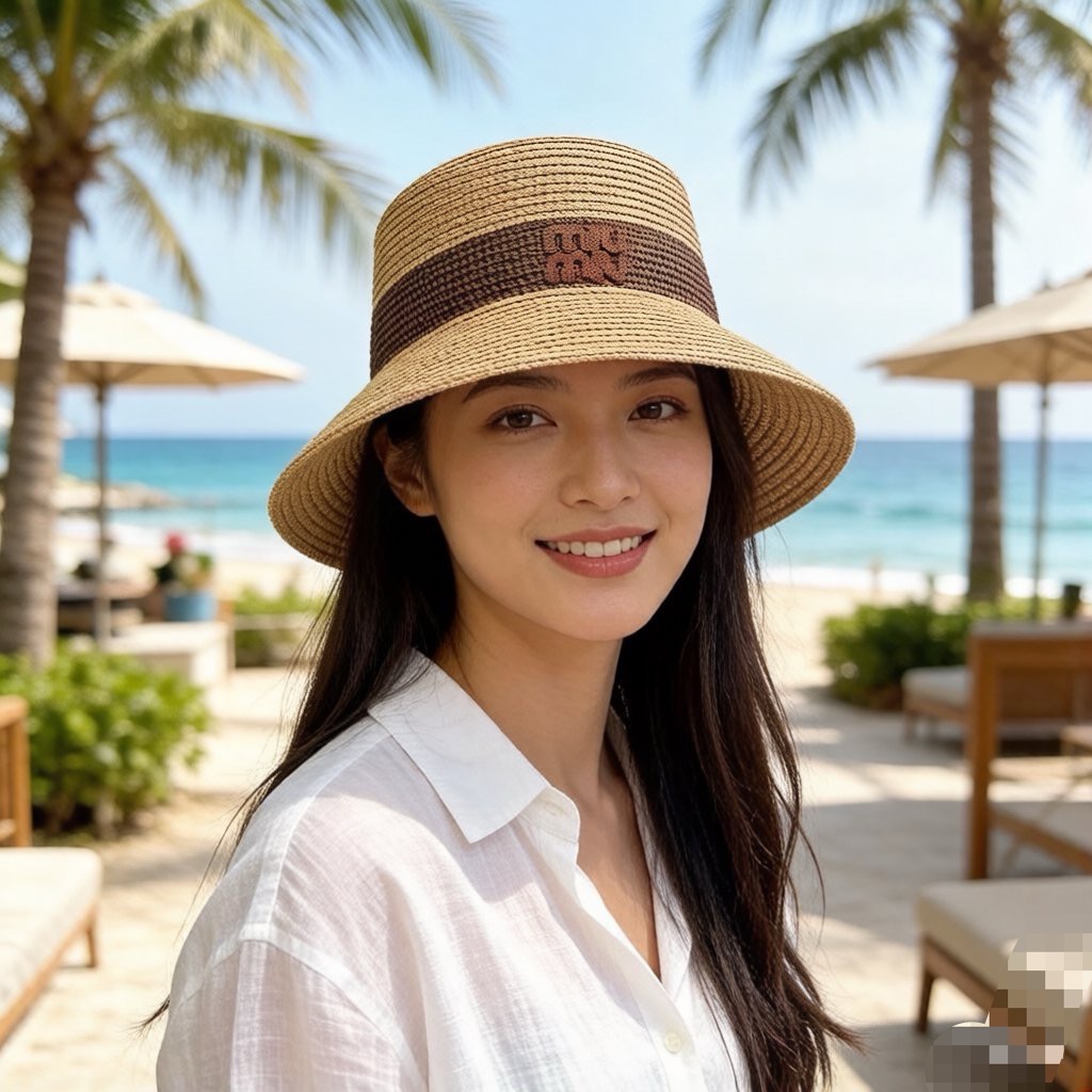 Miu Miu 新款拼色草帽