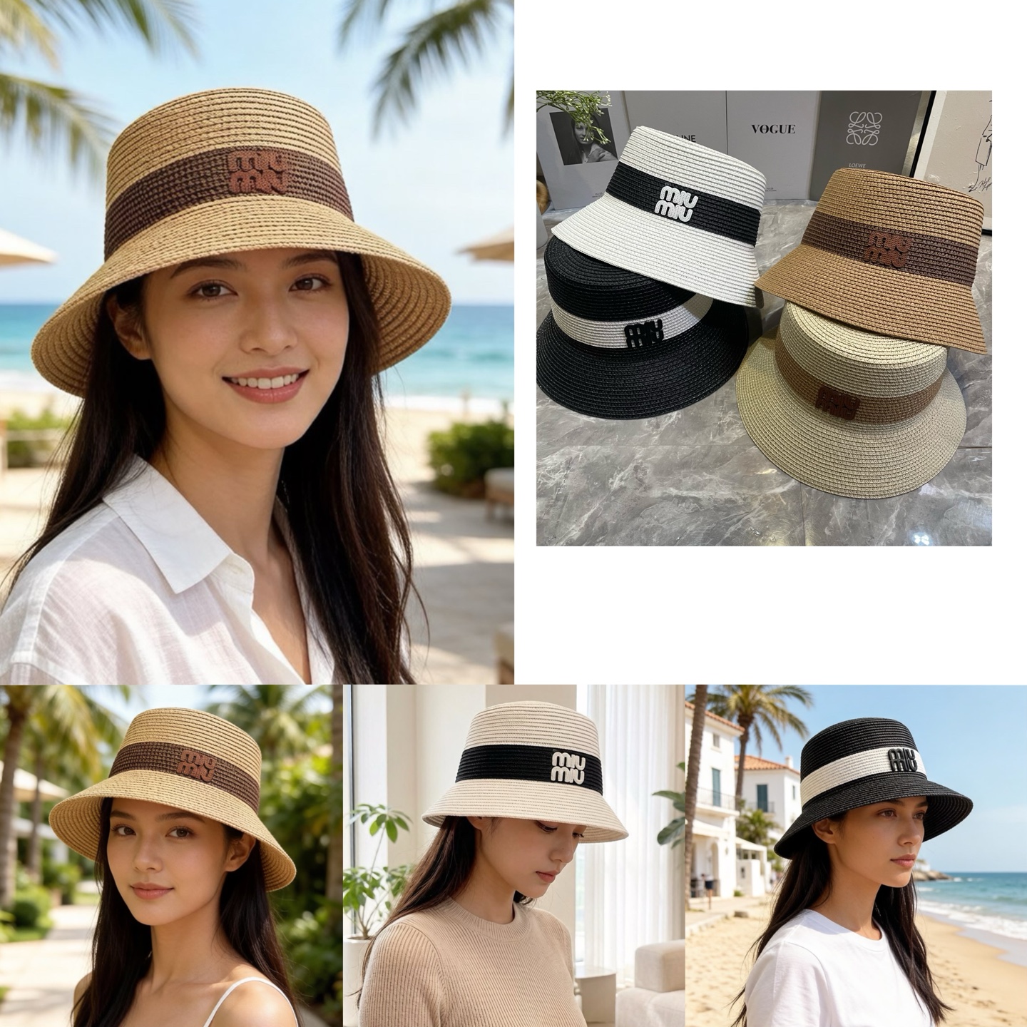 Miu Miu 新款拼色草帽