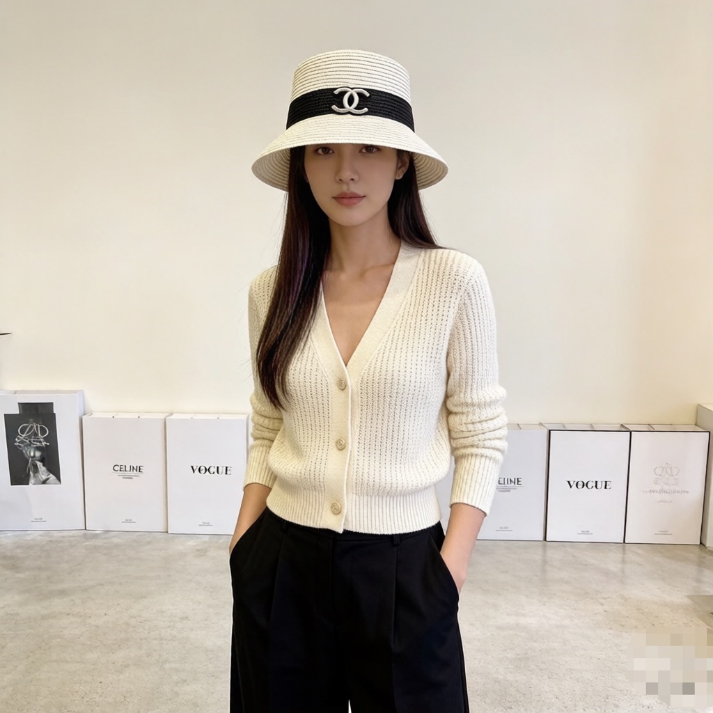 Chanel 新款拼色草帽