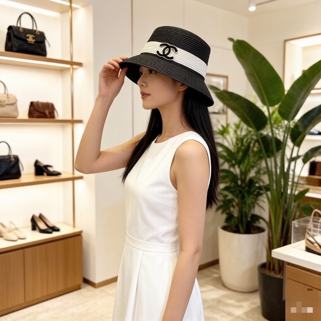 Chanel 新款拼色草帽