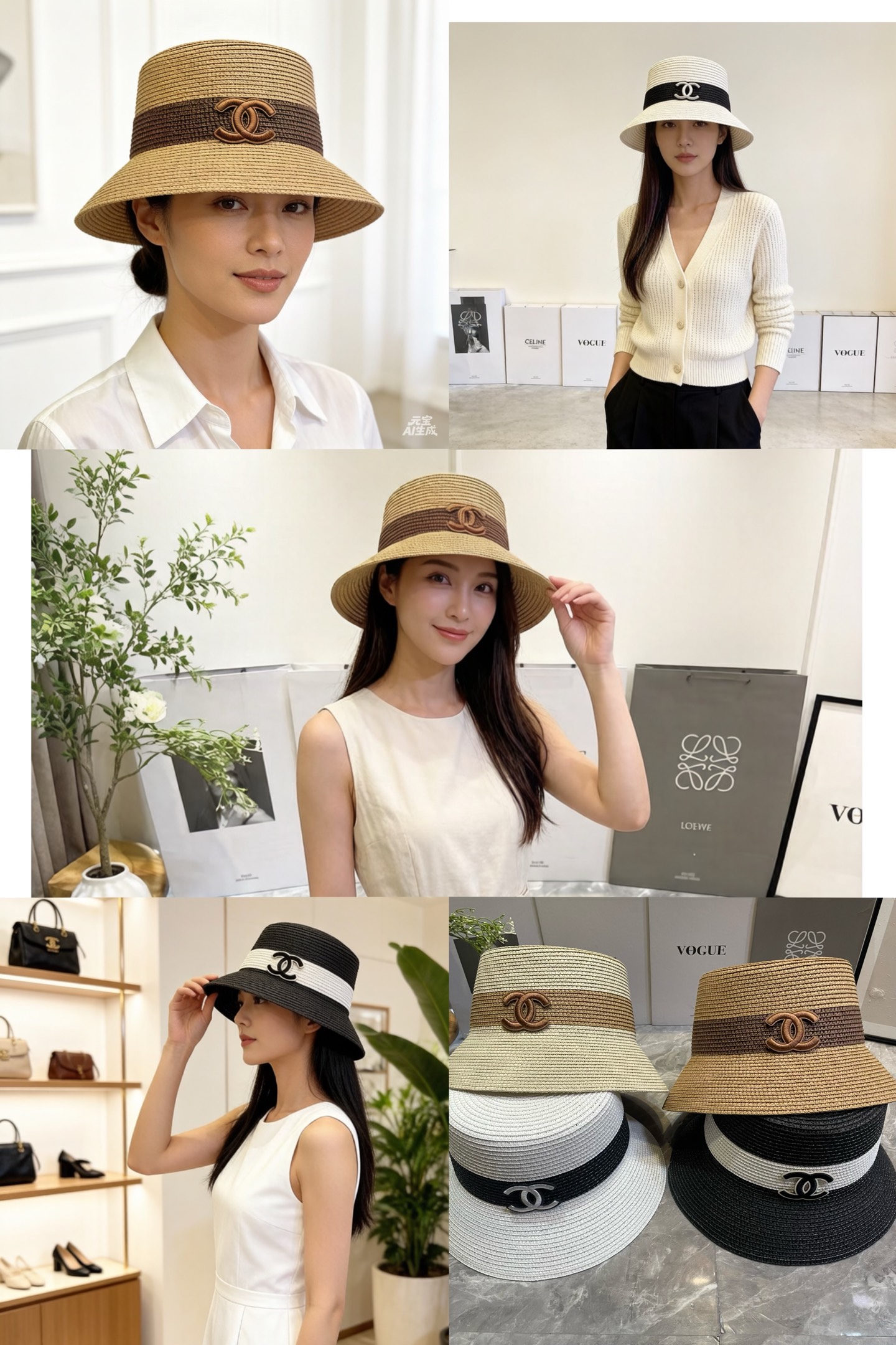 Chanel 新款拼色草帽