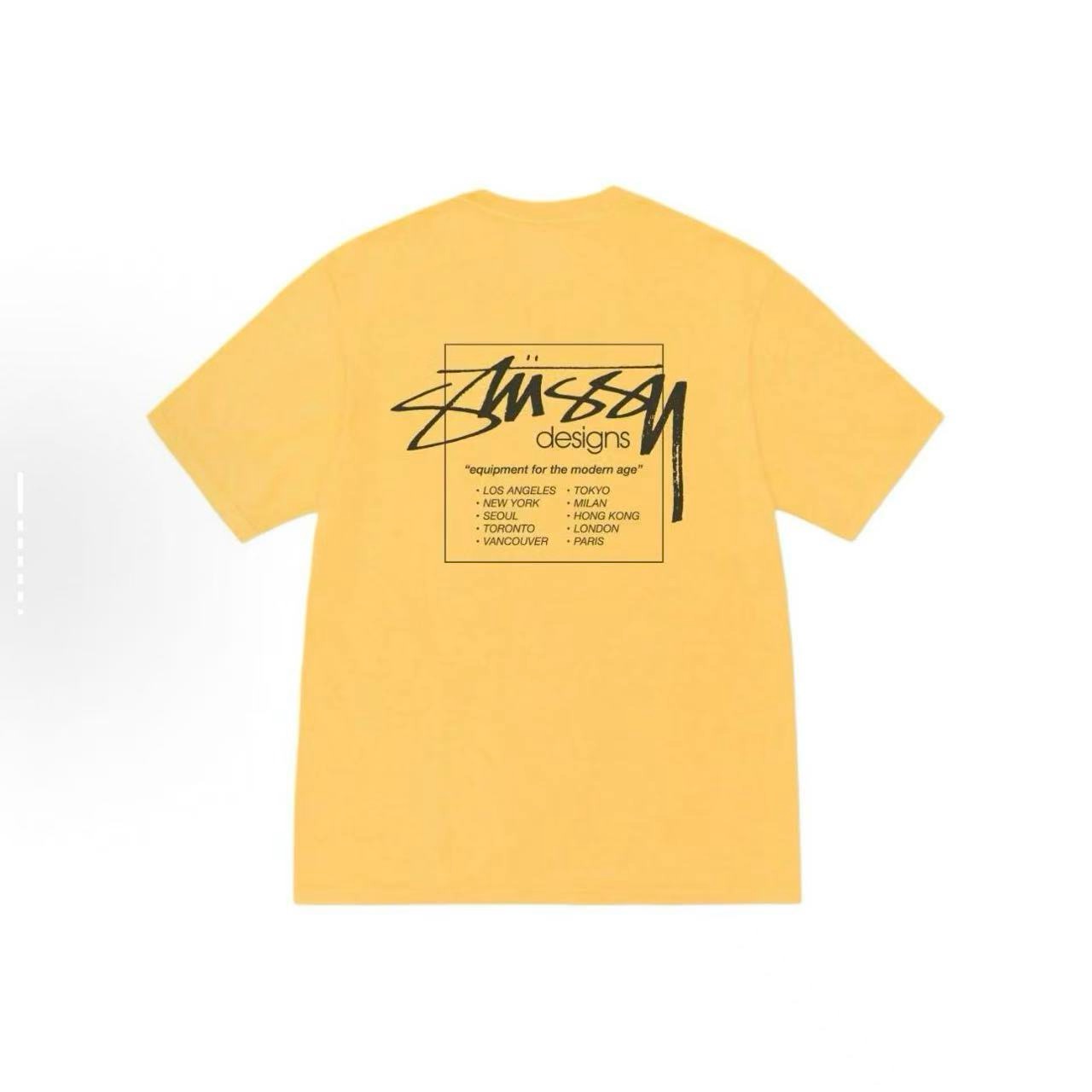 P40 STUSSY SS26 Camiseta de manga corta con estampado de letras en marco para hombre y mujer, 230 gramos de a…