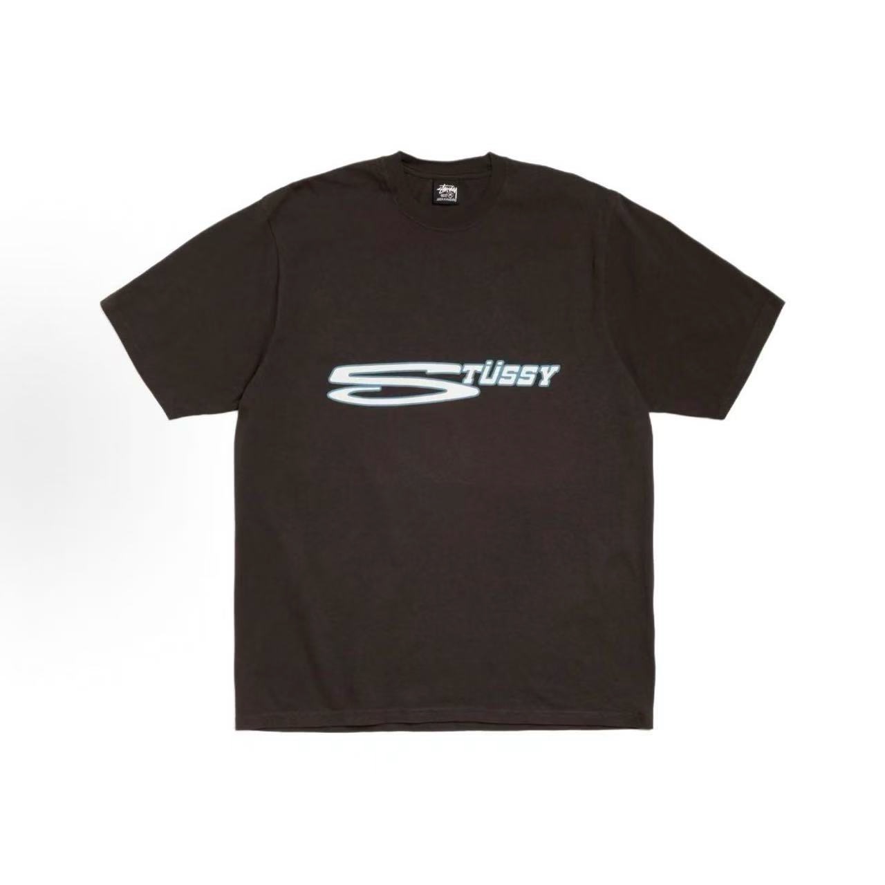 P40 STUSSY SS26 Camiseta de manga corta con estampado de letras para hombre y mujer, 230 gramos de algodón pu…