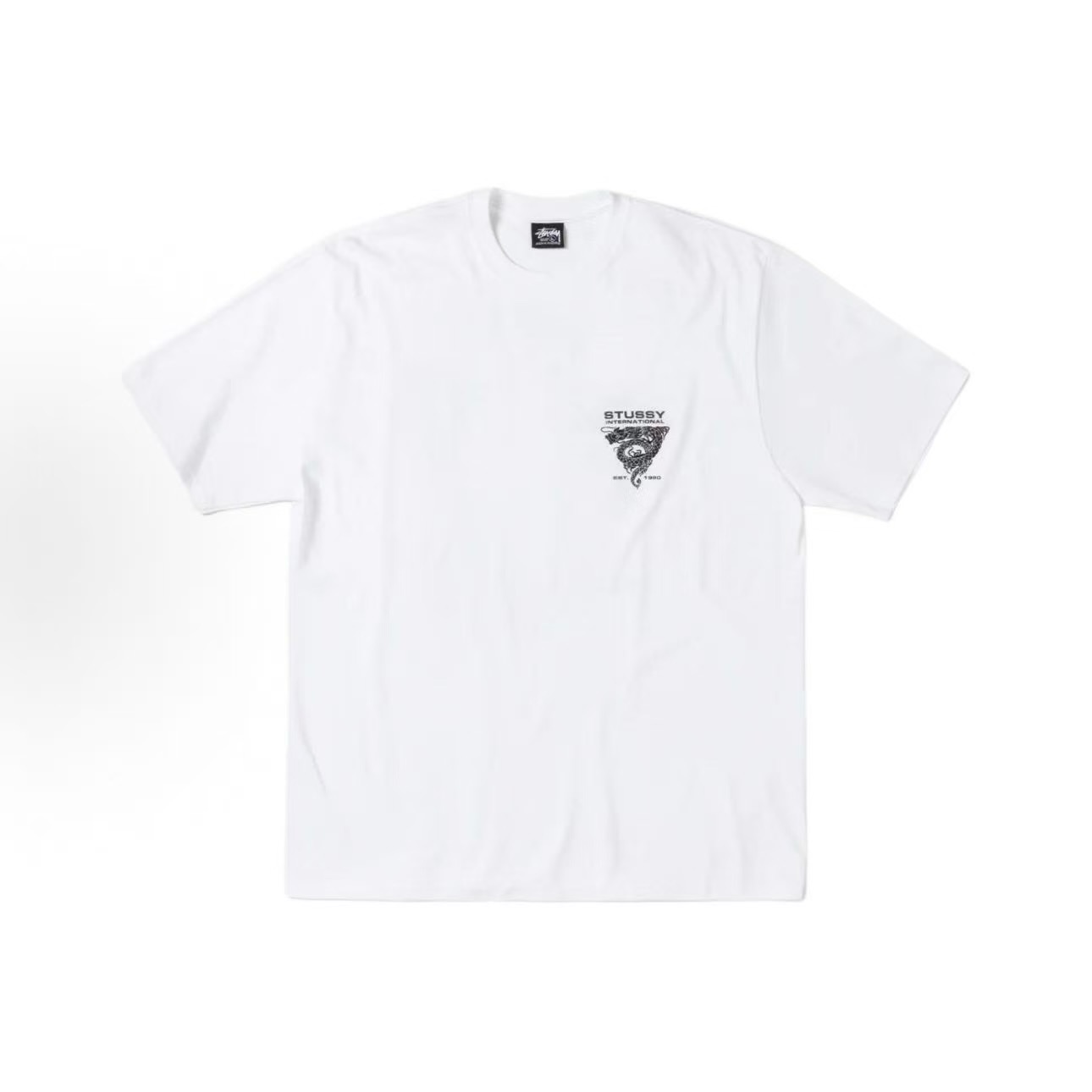P40 STUSSY SS26 camiseta de manga corta con estampado de triángulo de dragón, unisex, 230g de algodón puro, v…
