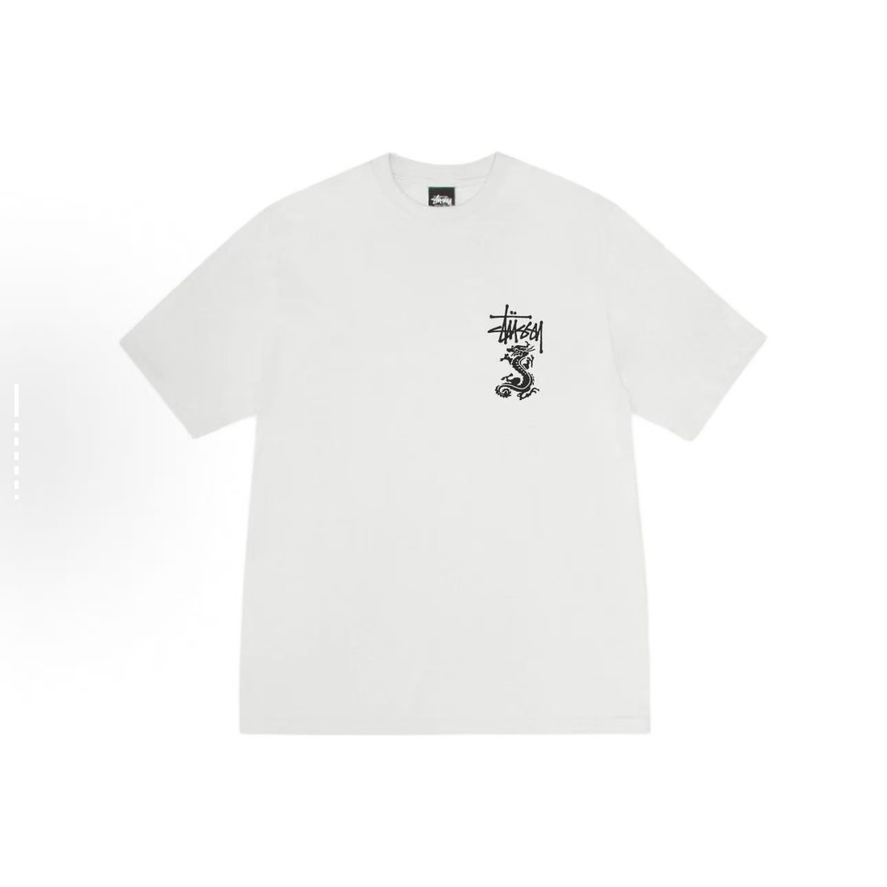 P40 STUSSY SS26 camiseta de manga corta con estampado de letras de dragón, unisex, 230g de algodón puro, vers…