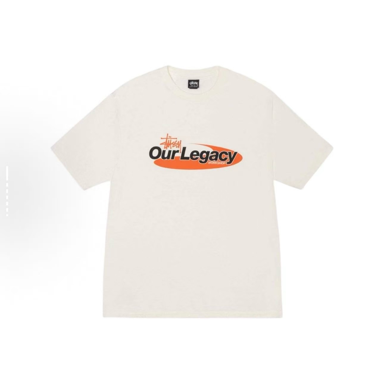P40 STUSSY SS26 Camiseta de manga corta con estampado de letras para hombre y mujer, 230 gramos de algodón pu…