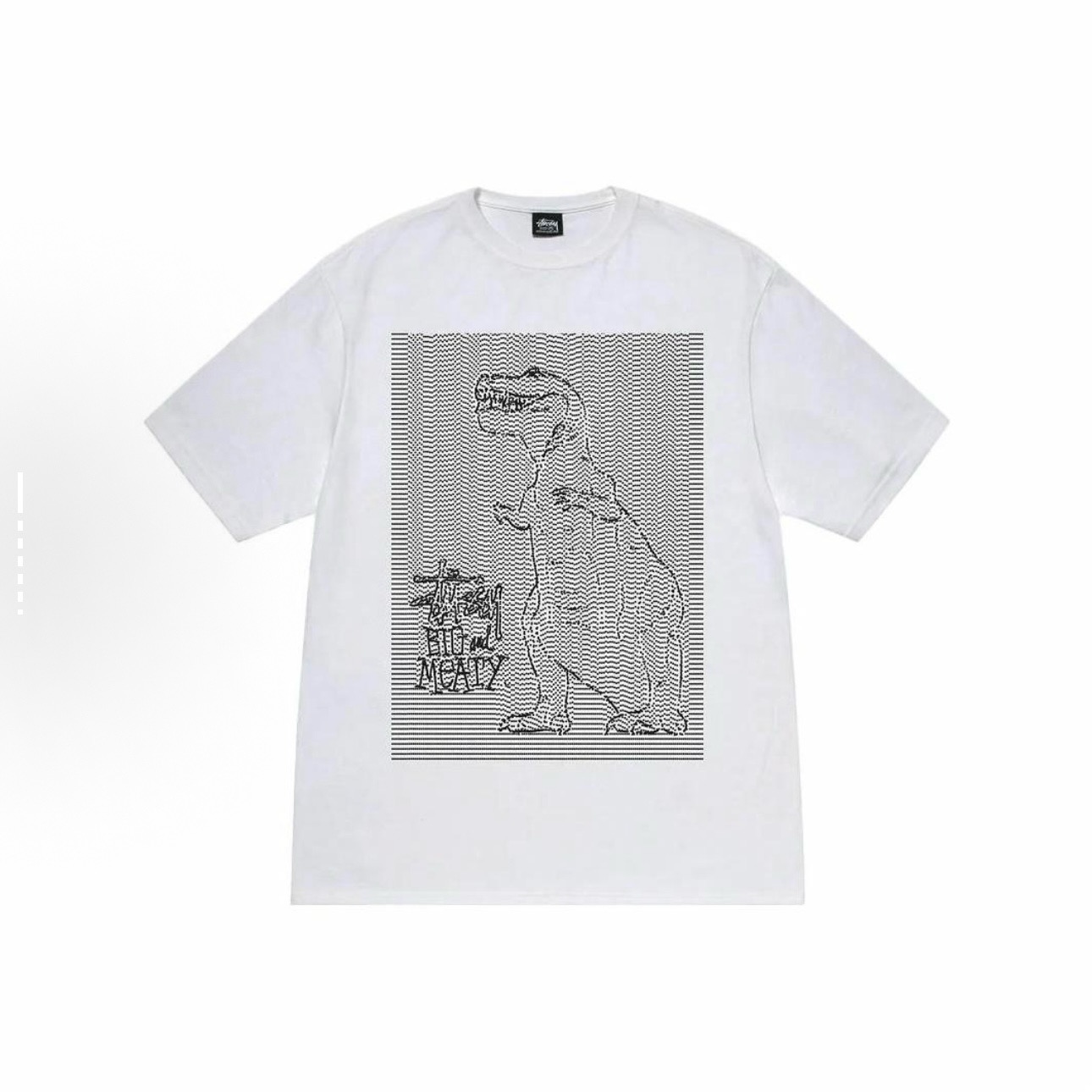 P40 STUSSY SS25 Camisa de manga corta con estampado de dinosaurio para hombre y mujer, 230 gramos de algodón …