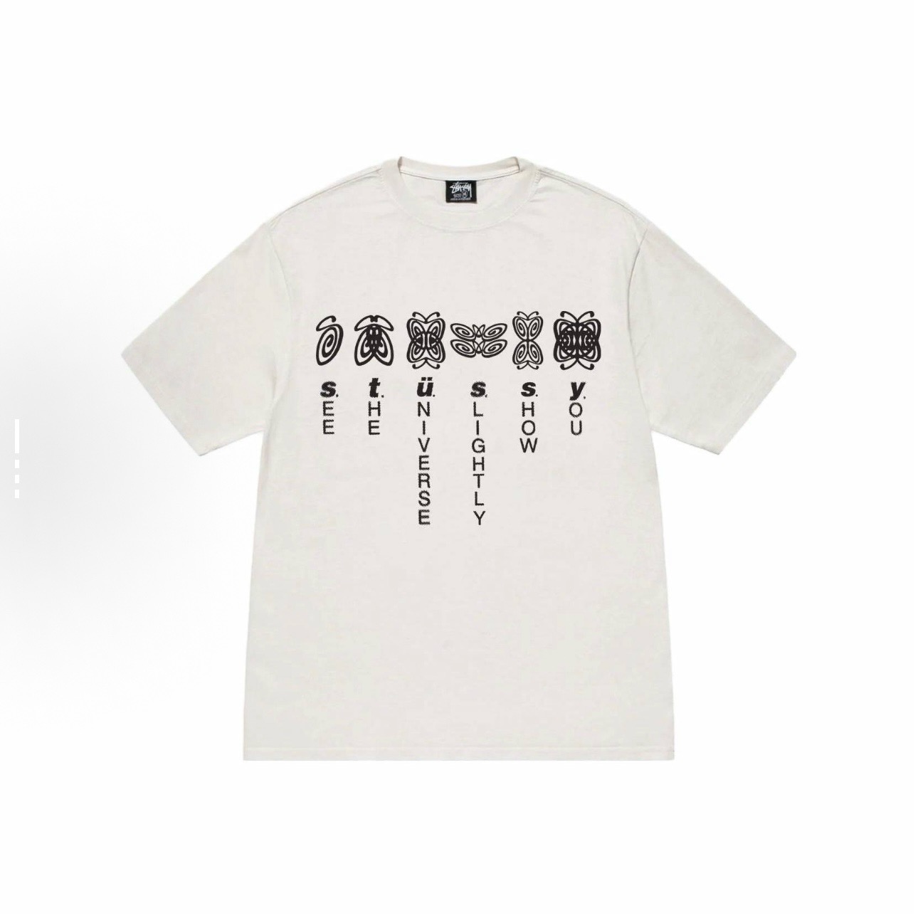 P40 STUSSY Stussy SS25 mariposa estampada camiseta de manga corta unisex 230g algodón puro versión correcta i…