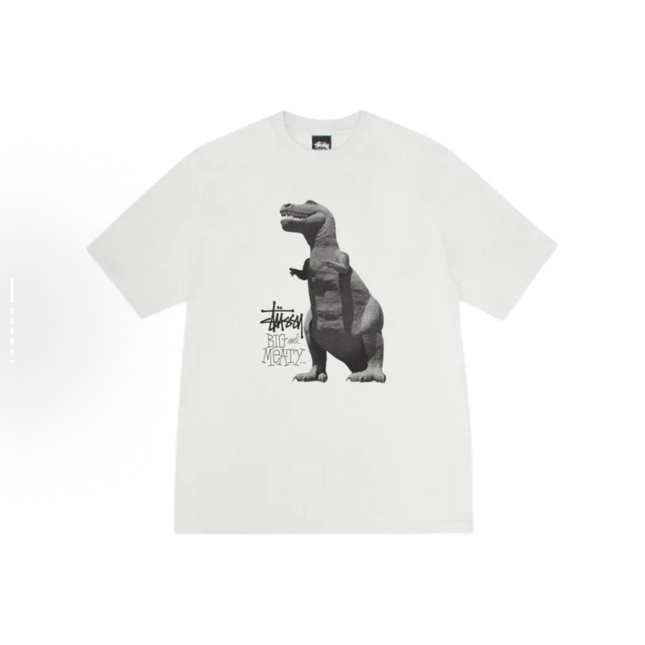 P40 STUSSY SS25 Camisa de manga corta con estampado de dinosaurio para hombre y mujer, 230 gramos de algodón puro, vers…