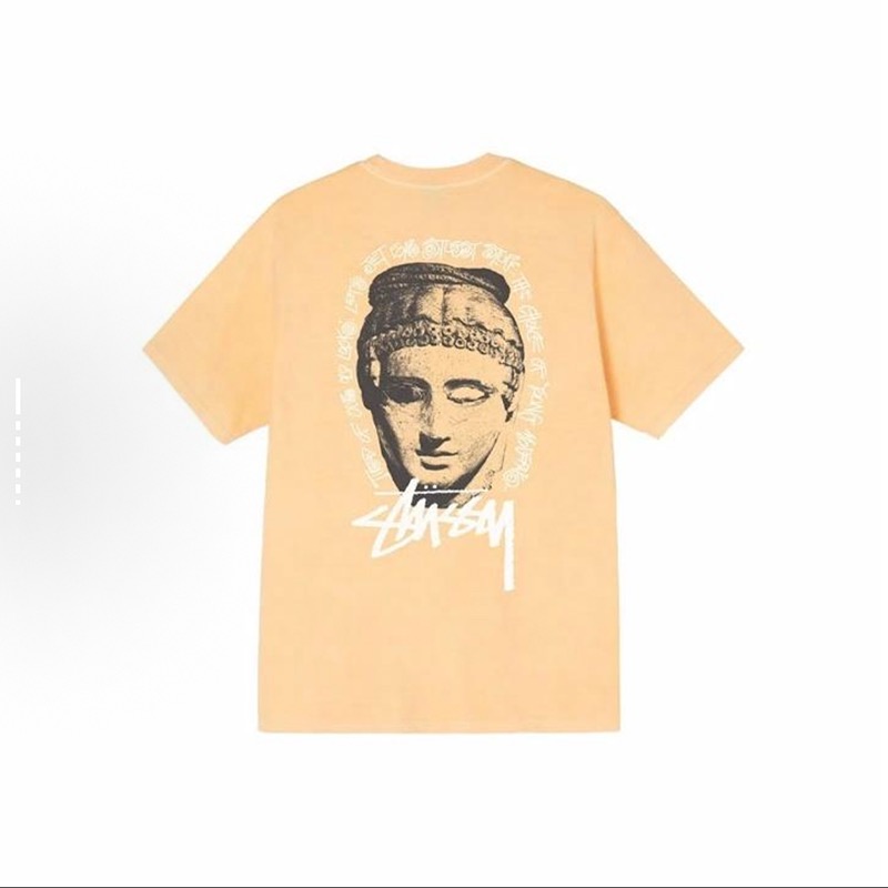 P40 STUSSY SS25 Camiseta de manga corta unisex con estampado de cabeza de escultura 230g algodón puro versión correcta …