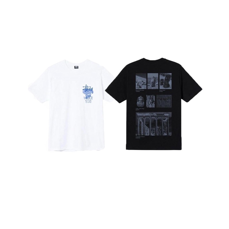P40 STUSSY SS25 Camiseta de manga corta unisex con estampado de ruinas 230g algodón puro versión correcta idéntica a la…