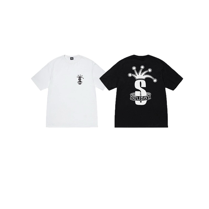 P40 STUSSY SS25 Estampado de corona y S grande camiseta de manga corta unisex 230g algodón puro versión correcta igual …