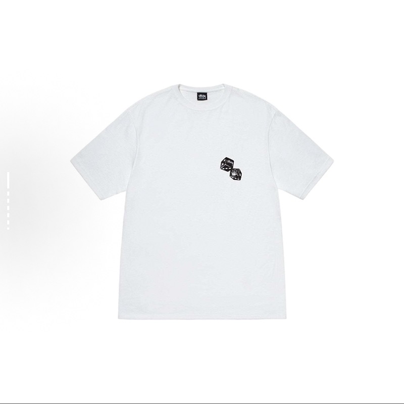 P40 STUSSY SS25 Camiseta de manga corta con estampado de dados en la espalda, unisex, 230g de algodón puro, versión cor…