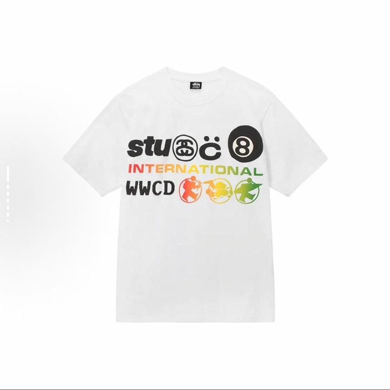 P40 STUSSY斯图西 SS25 渐变印花短袖t恤男女同款 230克纯棉 正确版本与正品相同。区别市场通货。 颜色：黑色 白色 尺码：S -XXL