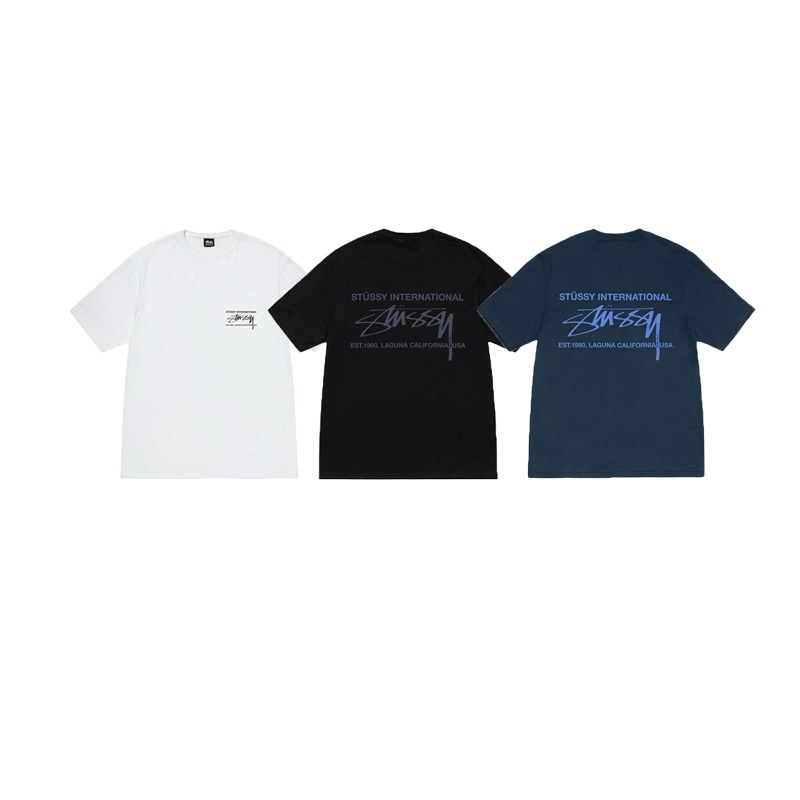 P40 STUSSY斯图西 SS25 字母拼STU系列印花短袖t恤男女同款 230克纯棉 正确版本与正品相同。区别市场通货。 颜色：黑色 白色 藏青色 尺码：S -XXL