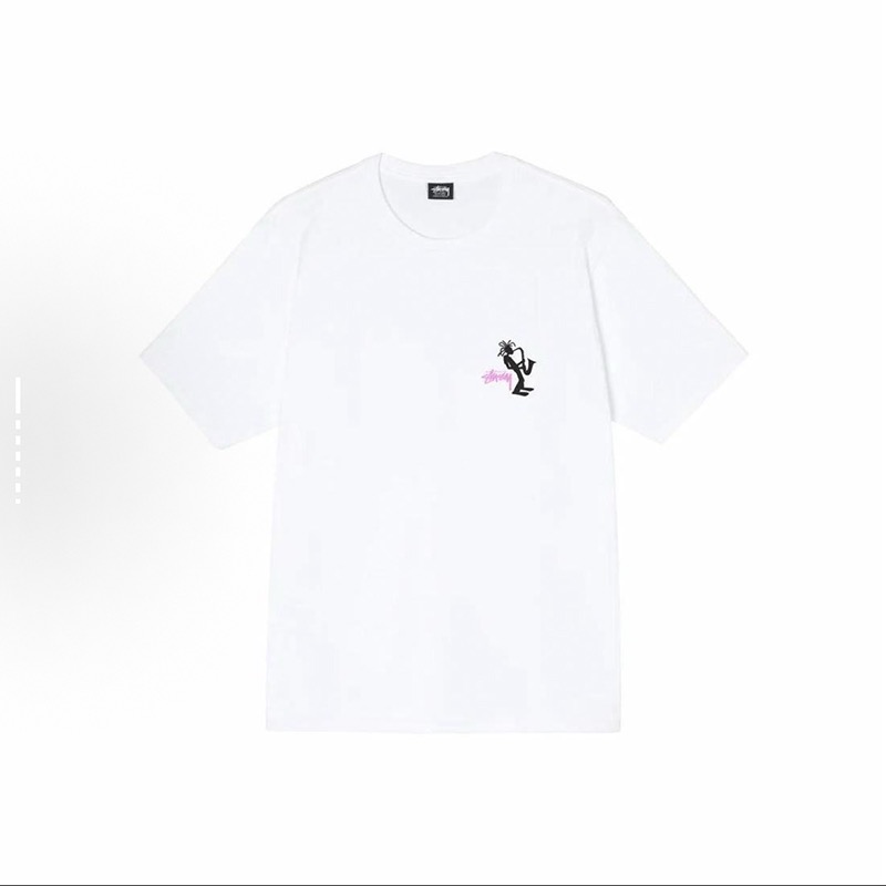 P40 STUSSY 斯图西 SS25 演奏家乐队短袖t恤男女同款 230克纯棉 正确版本与正品相同。区别市场通货。 颜色：白色 黑色 尺码：S -XXL