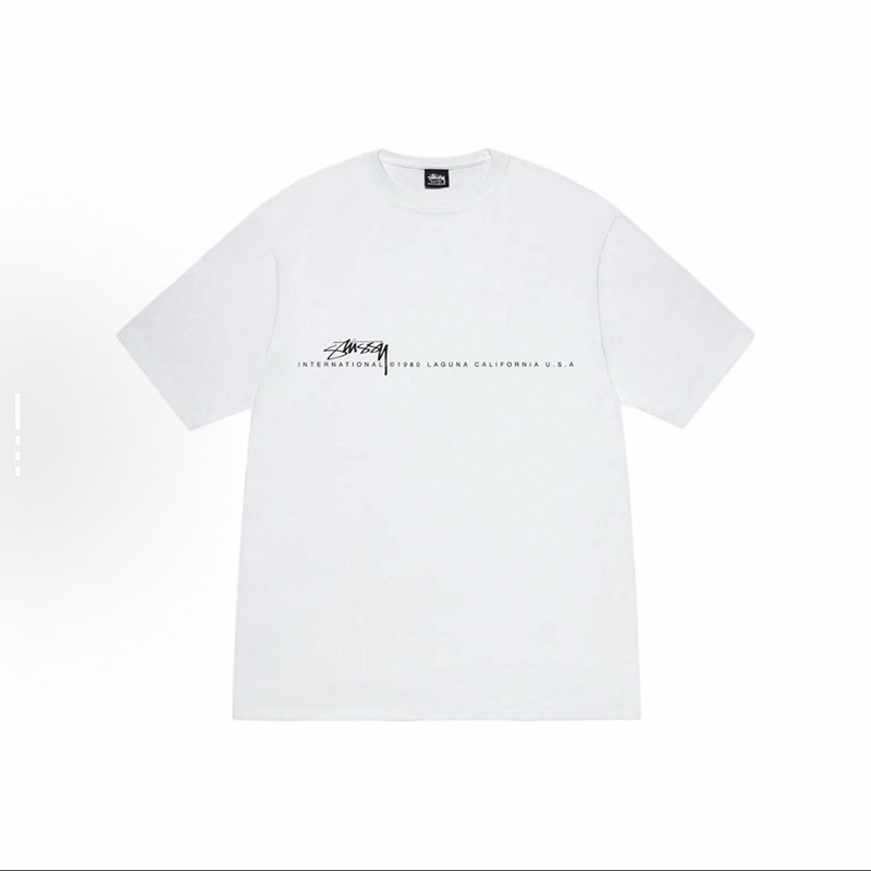 P40 STUSSY SS25 camiseta de manga corta unisex con estampado de micro logo en una cara 230g algodón puro versión correc…