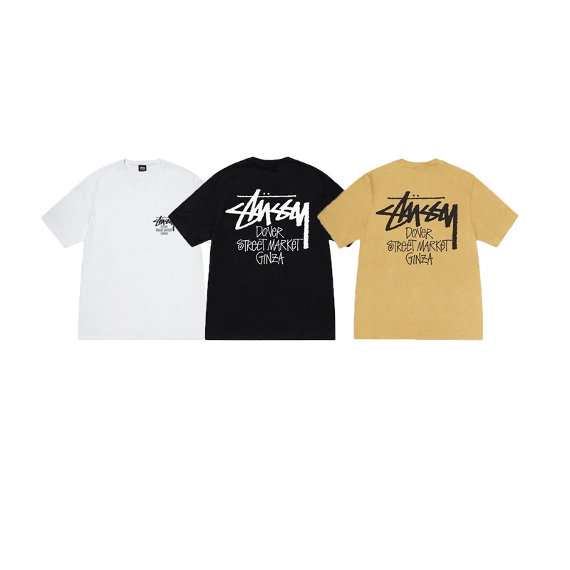 P40 STUSSY SS25 Camiseta de manga corta con estampado de edición limitada DSM de Ginza para hombre y mujer, 230 gramos …