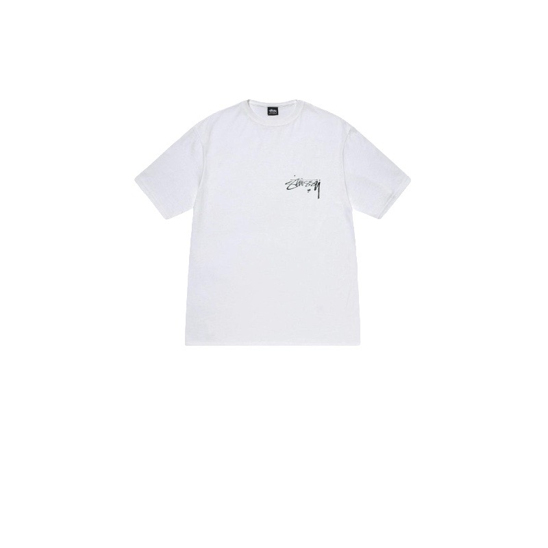 P40 STUSSY SS25 Camiseta de manga corta con estampado de mercurio para hombre y mujer, 230 gramos de algodón puro, vers…