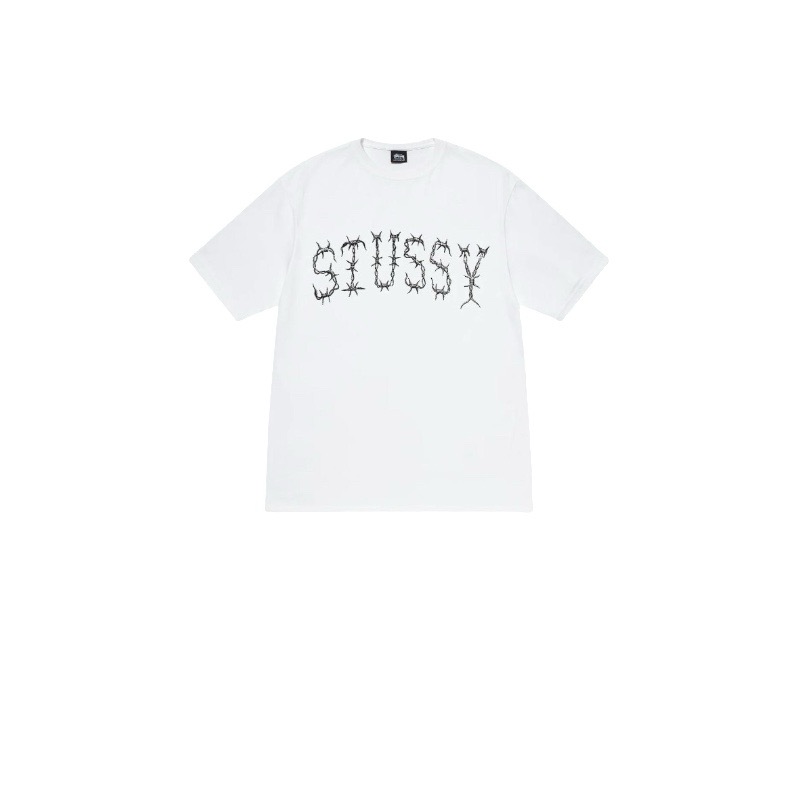 P40 STUSSY SS25 Camiseta de manga corta con estampado de doble S para hombre y mujer, 230 gramos de algodón puro, versi…