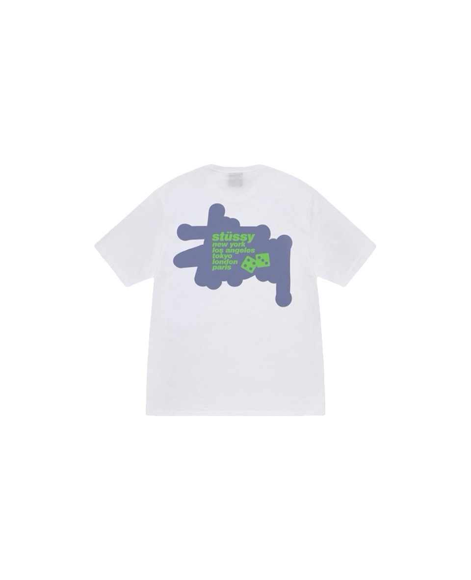 P40 STUSSY Stussy SS25 dados con letras estampado camiseta de manga corta unisex, 230g algodón puro, versión …