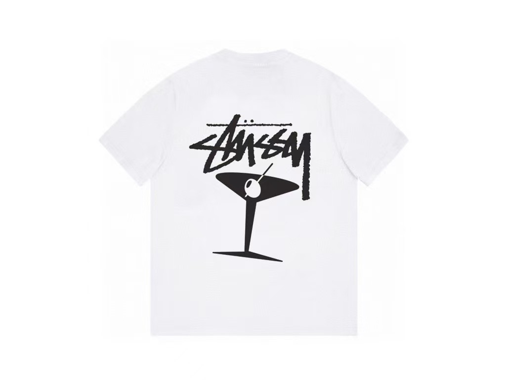 P40 Stussy Stussy estampado de logo en la espalda, camiseta unisex, colores: negro, blanco, tallas S-X XL