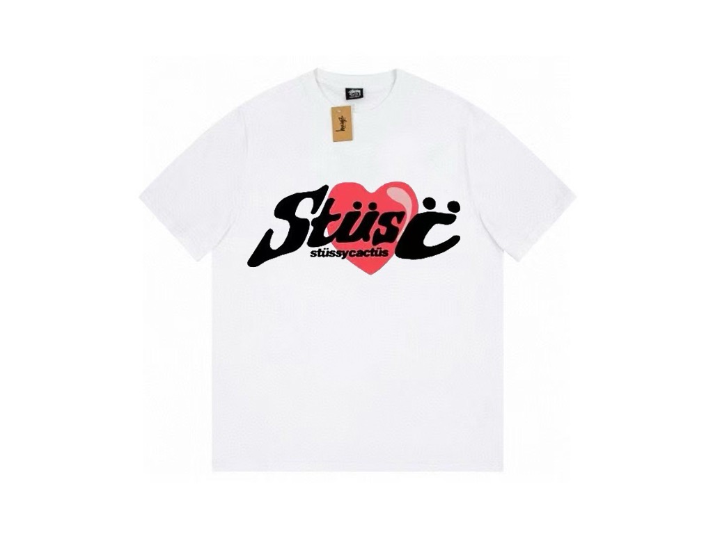 P40 Stussy Stussy CPFM colaboración estampado de corazón, camiseta unisex, colores: blanco, negro, tallas S-X…